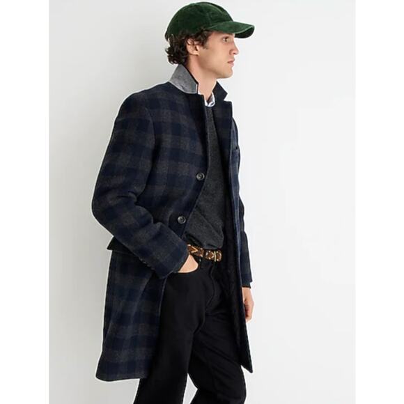 J. Crew Ludlow Topcoat Wool Blend Plaid Check Overcoat Jacket Quilted Coat, 36S - Picture 2 of 14